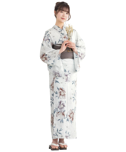 Soubien Floro Women's Yukata Set, 3 Piece Set, Separate, New Two-Part Yukata (Yukata/Half-width Obi/Date Tight)
