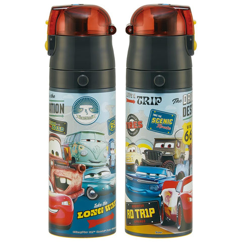 Skater SKDC4-A Children's Friendly, Lightweight, Stainless Steel, 2-Way Water Bottle, 15.2 fl oz (430 ml), Disney Cars 24, For Kids, Direct Drinking, Cup Included, Stainless Steel
