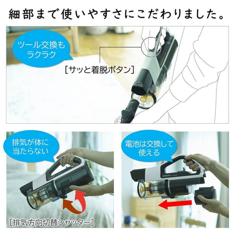 【Amazon.co.jp限定】 日立 掃除機 コードレス スティッククリーナー 強力パワー 自走式 PV-BH500A1 パワーブーストサイクロン 日本製 ホワイト ハンディクリーナー スタンド式充電台付き