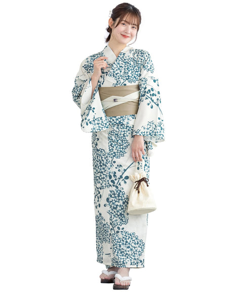 [SOUBIEN] ソウビエン 浴衣 4点 セット セパレート 新二部式浴衣 floro レディース (浴衣/半幅帯/伊達締め/下駄)