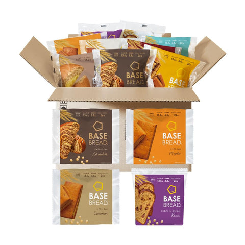 BASE BREAD 完全营养食品 基础面包 4种 40袋套装(巧克力、枫叶、肉桂、葡萄干)完全食 食物纤维 低糖 高蛋白质