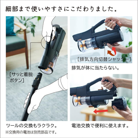 Hitachi PV-BH900SL-K Cyclone Stick Cleaner, Rechargeable, Self-propelled Power Brush Type, Satin Black