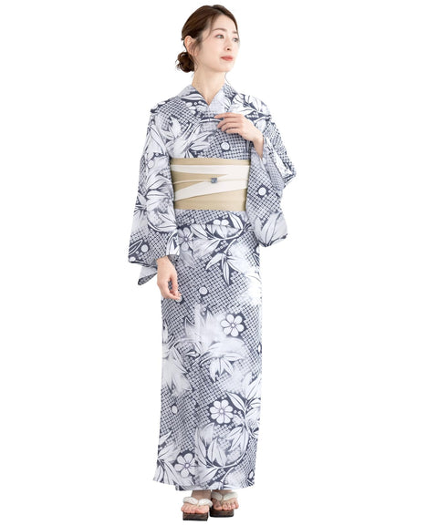 [SOUBIEN] ソウビエン 浴衣 4点 セット セパレート 新二部式浴衣 floro レディース (浴衣/半幅帯/伊達締め/下駄)