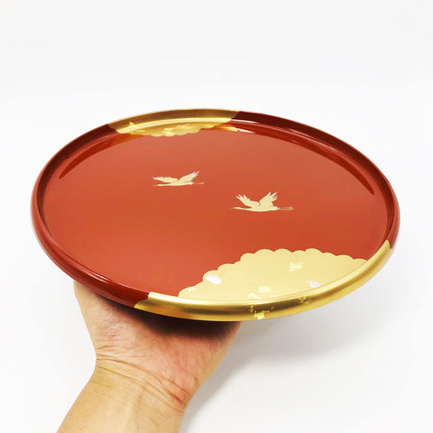 まえじゅう漆器 盆 洗朱 27cm 4M-133