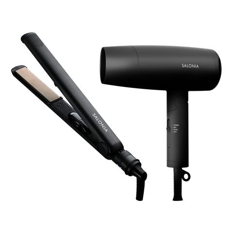 SALONIA サロニア スターターセット ドライヤー ヘアアイロン 24mm ブラック