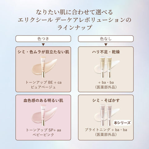 ELIXIR Day Care Revolution Brightening +ba 35mL [2025 Model] Quasi-drug UV Lotion for Morning and Daytime Use, Sunscreen, Firming, Moisturizing, SPF50+ PA++++, Anti-Aging Care, White, Shiseido