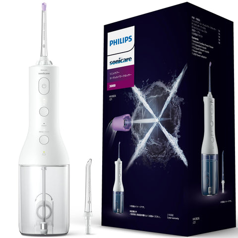 필립스 제트 워셔 소닉 케어 무선 파워 플로서 3000 구강 세정기 (X 형 수류 제트 워셔) HX3826/21 화이트