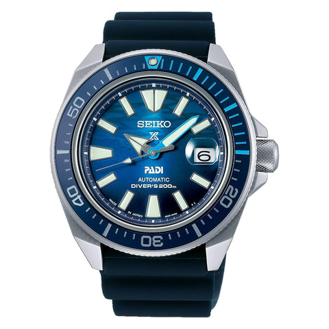 Seiko Prospex Mechanical (Automatic Winding) Diver Scuba Mechanical "SAMURAI" Men's, Dial: Blue gradation / Case: Silver / Band: Navy (silicone), Model: Older