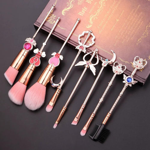BAOQISHAN 8-Piece Set Makeup Brushes, Cosmetic Brushes, Eye Brush Set, Cute 8-Piece Set, Fiber Hair, Makeup Brush Set, Most Popular Gift, Pretty Guardian Sailor Moon, Portable Set, Makeup Tools