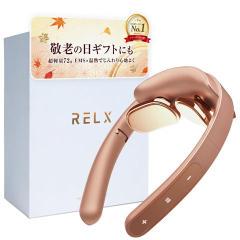 [카이로프랙틱 디렉터 수퍼바이저] RELX 릴랙스 디바이스, EMS 온열 장치 (일본 회사 프로젝트), 초경량, 72g, 무선 선물, 선물, 넥 워머, 저소음 (로즈 골드)
