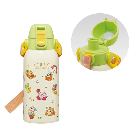 스케이터 (스케이터), 어린이용 스테인리스 스틸 물병, 직접 마시는, 600ml, 어린이용, 경량 타입, 커비, 피크닉, 단열, 물병, 스포츠 보틀, 어린이 물병, STCH6-A