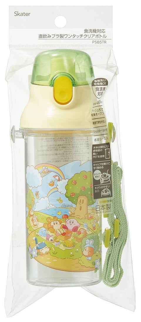 스케이터 (Skater) PSB5TR68151 아동용 플라스틱 물병, 투명, 480ml, 원푸시 타입, 커비 드림 랜드 피크닉