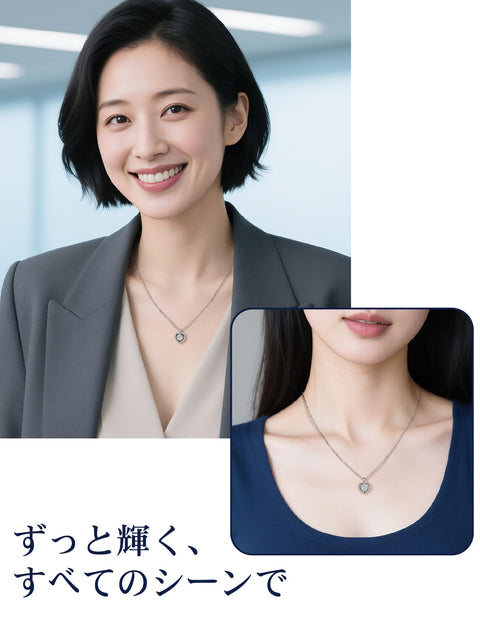 MomentWish Women's Moissanite Necklace, Dancing Stone, Pendant, Silver Necklace, Popular Brand, Chain, Birthday, Anniversary, Gift (Length 15.7 inches (40 cm) + Adjuster 2.0 inches (5 cm), Comes with