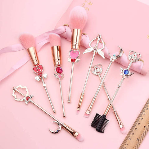 Makeup Brushes Makeup Brushes Eye Brush Set, Cute, 8 Piece Set, Fiber Bristles, Popular, Pretty Guardian Sailor Moon [Best Gift] (pink)
