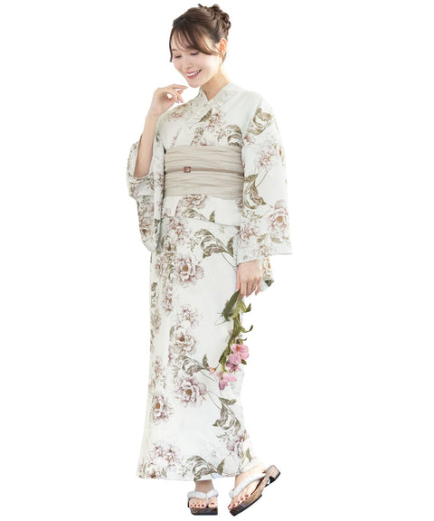Soubien Floro Women's Yukata, 3-Piece Set, Separate, New 2-Part Yukata (Yukata/Waistband/Date Closure)