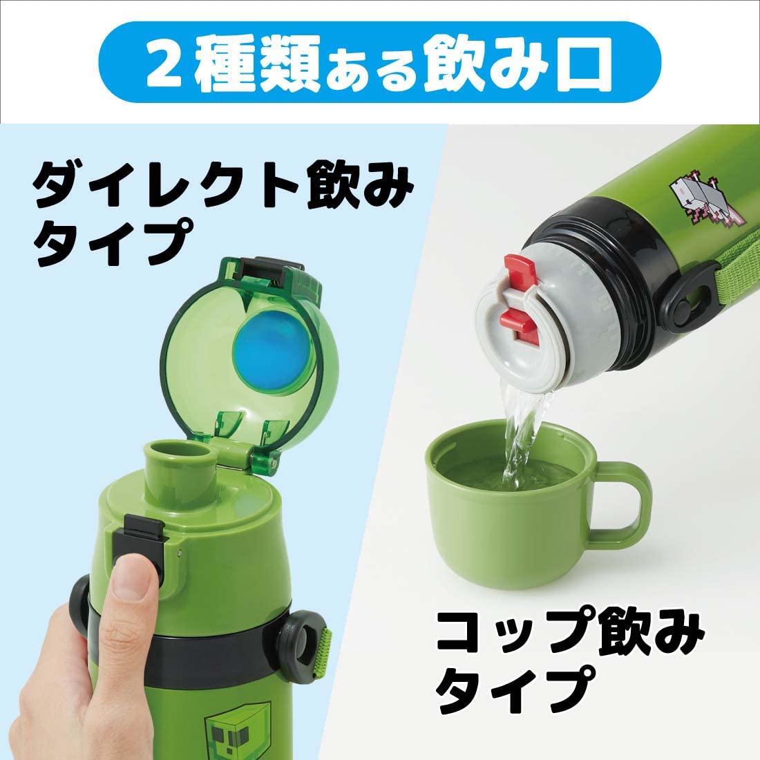 スケーター(skater) 子供用 ステンレス 水筒 2way 直飲み 420ml コップ