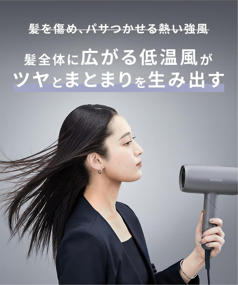 SALONIA Smooth Shine Hair Dryer, High Airflow, Fast Drying, Lightweight, Black