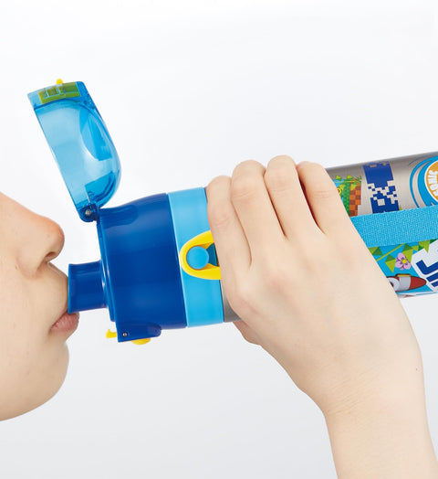 Skater SKDC4-A Children's Stainless Steel Water Bottle, 2-Way Direct Drinking, 16.5 fl oz (470 ml), Cup Drinking, 15.2 fl oz (430 ml), Lightweight Type, For Kids, Thermal, Cold Insulation, Sports