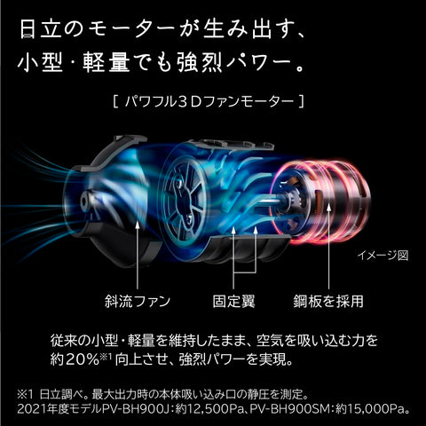 Hitachi PV-BH900SM-K Cyclone Stick Cleaner Power Boost Rechargeable Self-Propelled Power Brush, Satin Black
