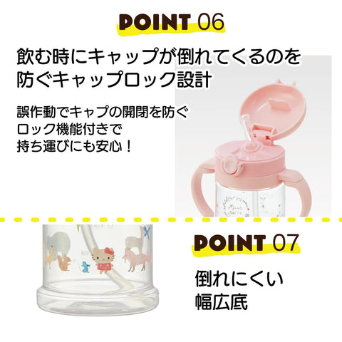 スケーター(skater) ベビー用 ストローマグ 折りたたみハンドル&ショルダー式 2WAYタイプ 370ml サンリオ キティ 対象年齢1才頃から KSHW2N-A
