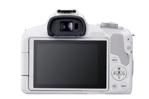 Canon EOSR50WH-1845ISSTMLK EOS R50 Mirrorless (MILC) Camera, RF-S18-45 Standard Zoom Lens Kit, White, APS-C, Approx. 13.3 oz (376 g)