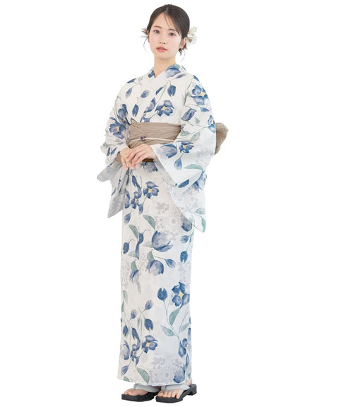 [SOUBIEN] ソウビエン 浴衣 4点 セット セパレート 新二部式浴衣 floro レディース (浴衣/兵児帯/伊達締め/下駄)