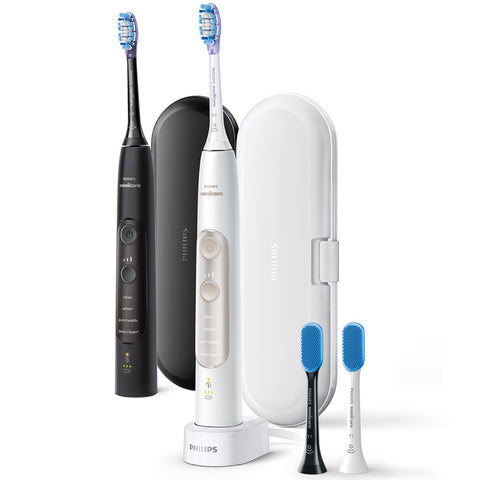 Philips Sonicare ExpertClean Rechargeable Electric Toothbrush (Portable Rechargeable/Travel Case Included, Pack of 2) HX9692/21 Black/White [Amazon.co.jp Limited Edition]