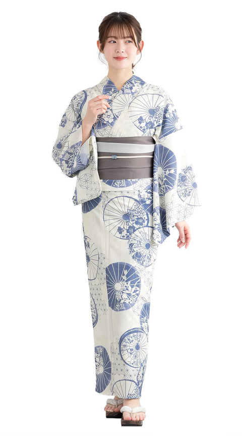 [SOUBIEN] ソウビエン 浴衣 4点 セット セパレート 新二部式浴衣 floro レディース (浴衣/半幅帯/伊達締め/下駄)