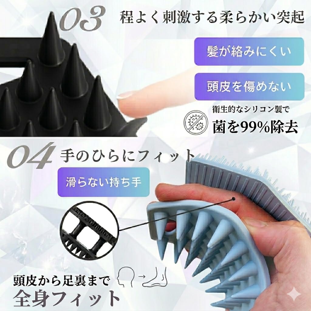 全身ケア両面ブラシ】IKKEI 頭皮スカルプ＆ボディーブラシ シャンプー