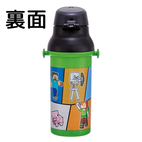 스케이터 (Skater) 어린이용 플라스틱 물병, 480ml, 원푸시 클로저, 항균, 어린이 친화적, 경량, 항균 마감, 일본산, 마인크래프트, 25 마인크래프트, 남아용, PSB5SANAG