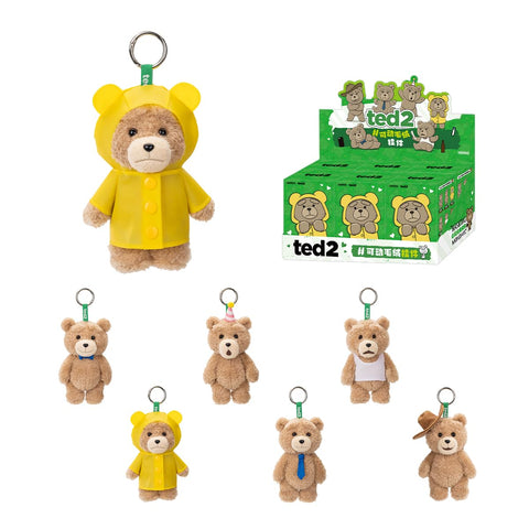 POP MART Ted2 테디 베어 액션 플러시 펜던트 시리즈 [3개] 팝마트 가챠 가챠 블라인드 박스 피규어 프라모델 프리미엄 장난감 PVC 소프트 비닐 오리지널 캐릭터 생일 선물