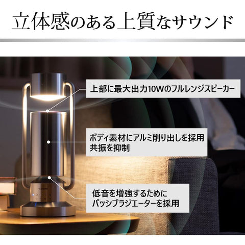 佳能 Canon URBANO albos 灯&扬声器 ML-A(银色) 聚光灯型铝音箱 支持蓝牙/360°全方位声音/铝切削/机身和灯光流畅可动/高输出LED
