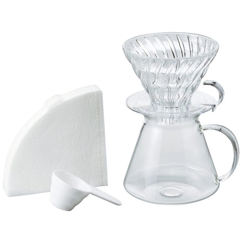 HARIO(哈里歐) V60 玻璃漏套件 Glass Brewing Kit 實用容量600ml 咖啡壺1~4杯用 透明 日本製造 禮物 禮品 贈品 S-VGBK-02-T