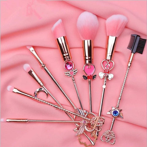 BAOQISHAN 8-Piece Set Makeup Brushes, Cosmetic Brushes, Eye Brush Set, Cute 8-Piece Set, Fiber Hair, Makeup Brush Set, Most Popular Gift, Pretty Guardian Sailor Moon, Portable Set, Makeup Tools