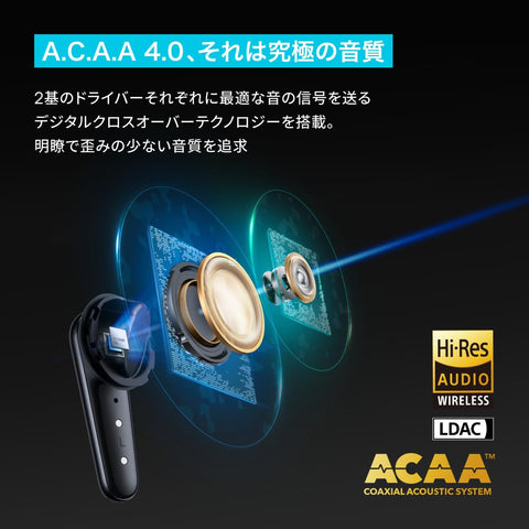 Anker Soundcore Liberty 4 Pro(Bluetooth 5.3)【入耳式全无线耳机/超降噪 3.5/A.C.A.A 4.0/高分辨率/感压 & 滑动传感器/符合PSE 技术标准】午夜黑