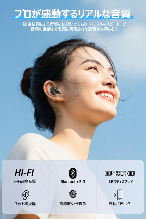 Ysobook Bluetooth Wireless Earphones, Bluetooth Earphones, 2025 Upgraded Version, 48 Hours of Continuous Playback, Hi-Fi, Automatic Pairing, Bluetooth 5.3, LED Display, AAC/SBC, Single Earphones