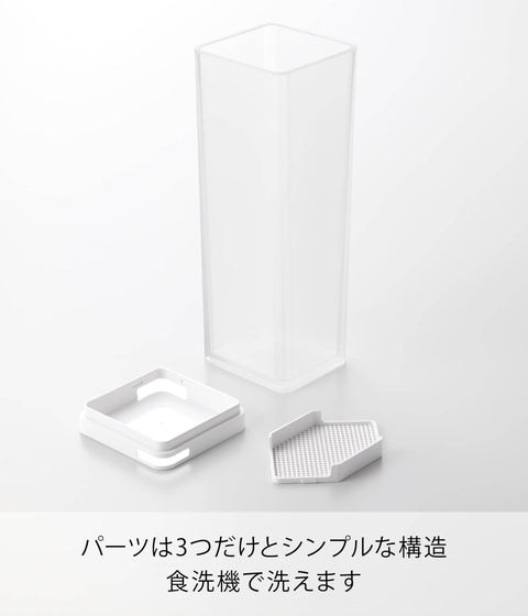 Yamazaki 10237 Water Bottle with Water Splash Prevention Filter, Cold Water Bottle, White, W 3.3 x D 3.3 x H 10.0 inches (8.5 x 8.5 x 25.3 cm), Tower Pitcher, Slim 3.3 gal (1.2 L), Dishwasher Safe