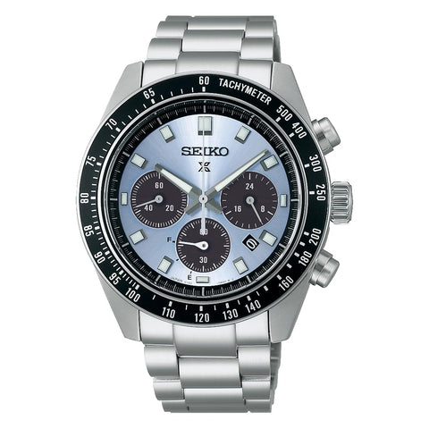 Seiko 精工手錶 Prospex SPEEDTIMER 太陽能計時碼錶 Large, 銀&黑色/水晶藍, 1件, 手鍊類型