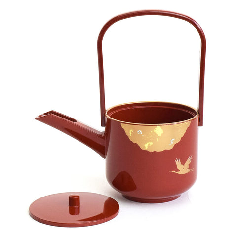 まえじゅう漆器 屠蘇器 とそき 光輝 朱 赤 鶴 金雲母 盃 銚子 屠蘇台 セット 伝統工芸 山中塗り 日本製 7L-015