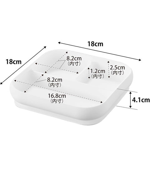 Yamazaki 10049 Silicone Baby Food Tray with Suction Cups, White, W 7.1 x D 7.1 x H 1.6 inches (18 x 18 x 4.1 cm), Tower Tower, Dishwasher, Microwave, Freezer Safe, Won't Turn Invert, Easy to Scoop