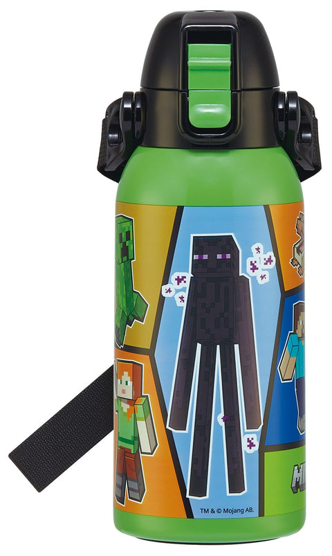 스케이터 (Skater) 어린이용 스테인리스 스틸 물병, 직접 마실 수 있는, 600ml, 어린이용, 경량 타입, 마인크래프트, 25 마인크래프트, 남아용, 단열 물병, 스포츠 보틀, 어린이 물병, 어린이 물병, STCH6-A