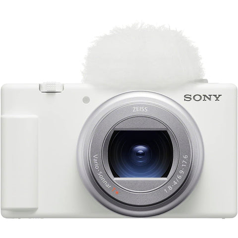 Sony ZV-1M2G W Compact Digital Camera ZV-1II, Vlog Camera, Shooting Grip Kit (Includes Grip: GP-VPT2BT White, Battery Pack + 1), Windscreen Included, 18–50 mm F1.8–4.0 Zoom Lens, White