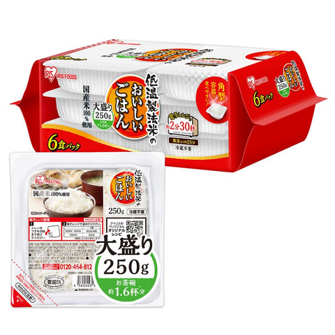 (New arrival) Iris Ohyama Pack Rice, 8.8 oz (250 g), 100% Domestic Rice, Low Temperature Processed Rice, Emergency Food, Retreat, 8.8 oz (250 g) x 6 Packs