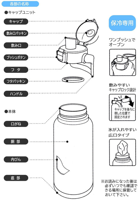 スケーター(Skater) ハンドル付 ダイレクトボトル 1200ml 水筒 マグボトル ブラック STD12H-A