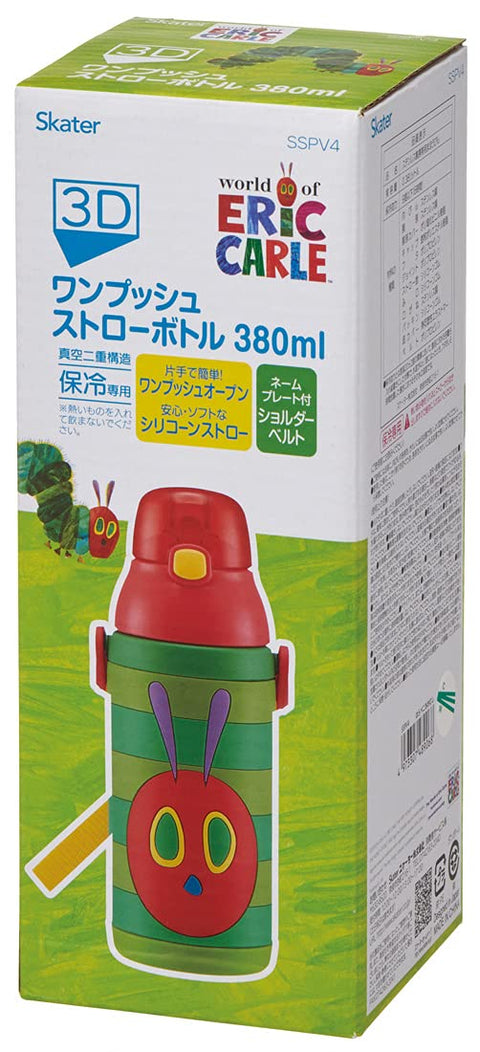 Skater SSPV4 Stainless Steel Children's Water Bottle, 12.8 fl oz (380 ml), Drinking Straw, 3D