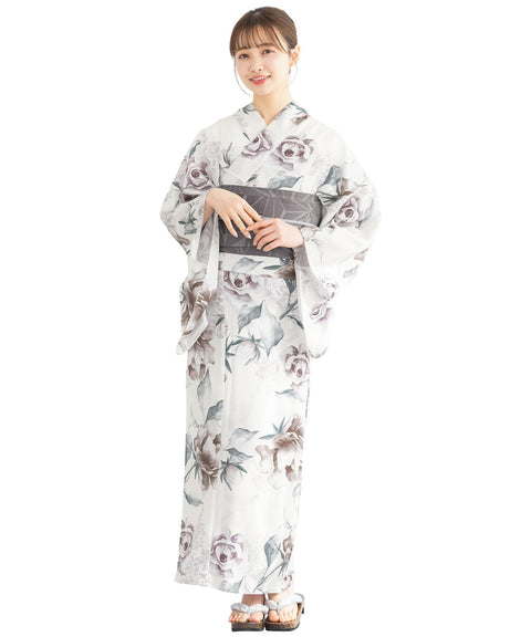 [SOUBIEN] ソウビエン 浴衣 4点 セット セパレート 新二部式浴衣 floro レディース (浴衣/半幅帯/伊達締め/下駄)