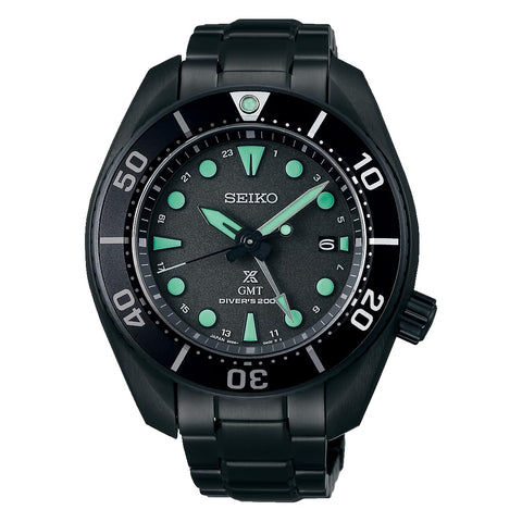 Seiko Watch Prospex Diver SCUBA Solar GMT Wristwatch, black, Bracelet Type