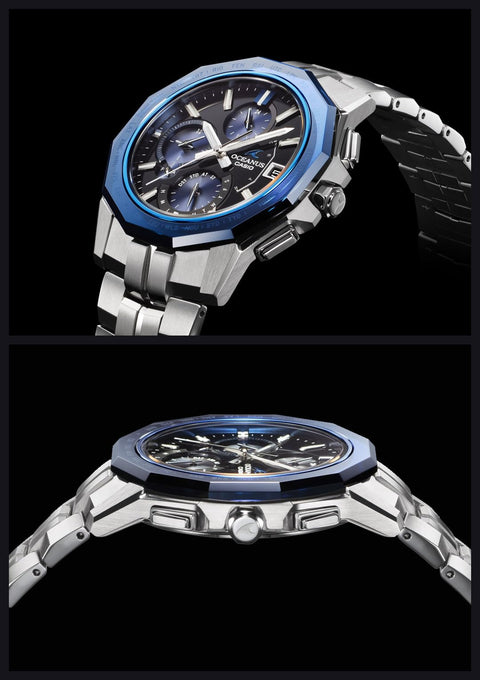 Casio 卡西欧 腕表 Osianas 搭载Manta Bluetooth 电波太阳能 蓝宝石玻璃表圈 OCW-S6000-1AJF 男款 银色, 24面固件切割/黑色表盘, 1件, 蓝宝石玻璃表圈