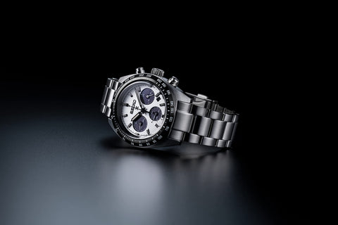 Seiko Prospex SPEEDTIMER Men's Solar Chronograph Wristwatch, silver/white & black, Bracelet Type