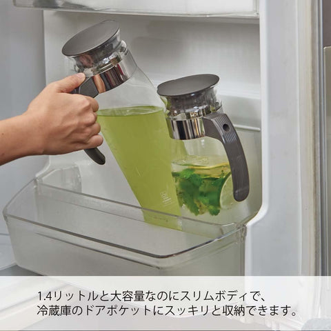 Hario RPLN-14-CGR​​ 附手柄玻璃飲料罐，1400ml，黑色